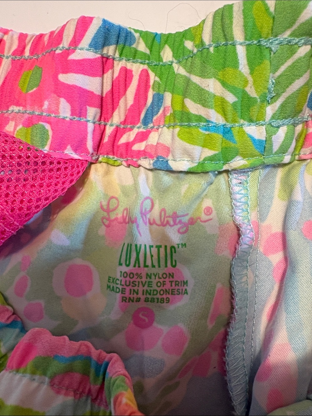 Lilly Pulitzer Luxletic Tropical Print Shorts — Pink & Green - Picture 2 of 8
